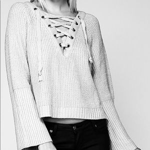 Sweater Crop Top with Tie Front